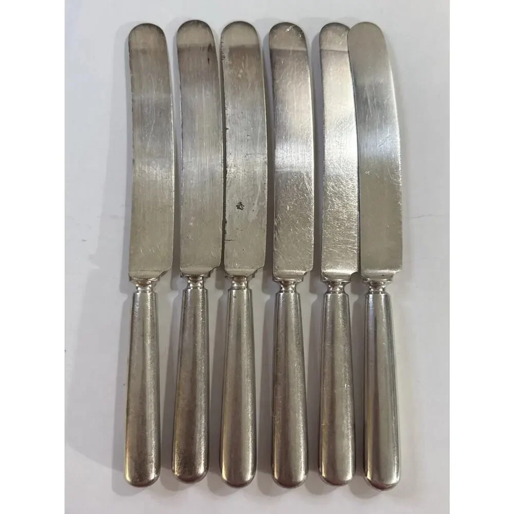 Vintage 6 Silverplate Knives Flatware - 1857 AS Co World Brand #16 Knives